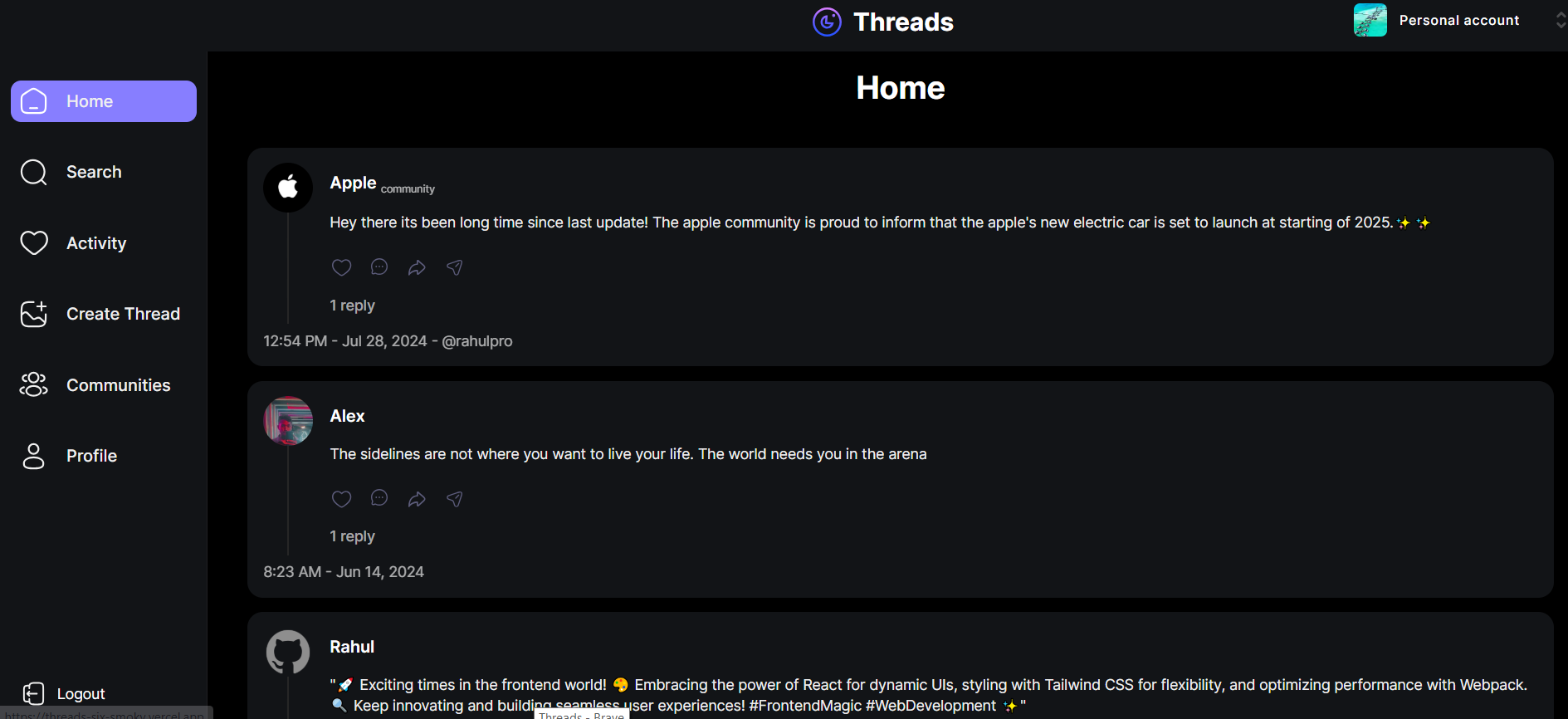 Threads Application